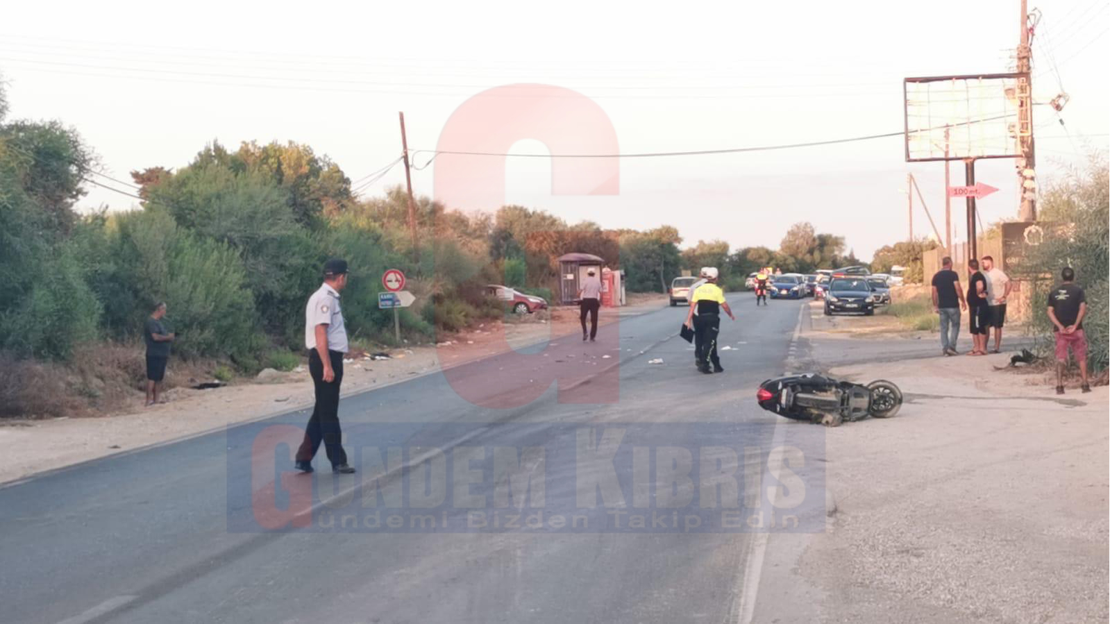 Girne Güzelyurt ana yolunda feci kaza Motosiklet sürücüsü hayatını