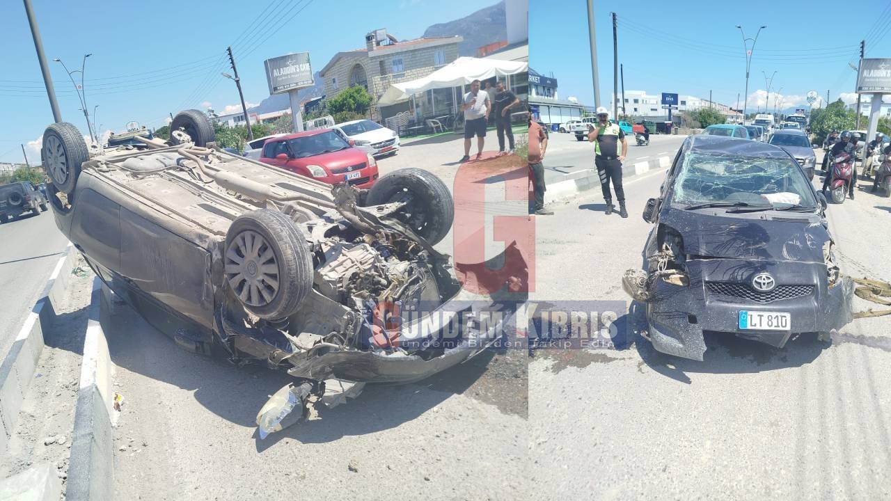 Girne'de kaza... Şans eseri yaralanan yok