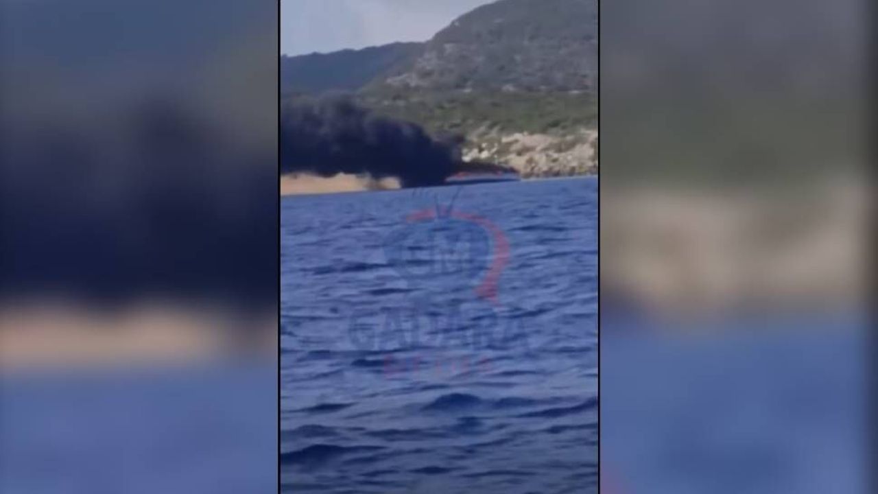 Dipkarpaz’da katamaran tipi yat yandı: 5 kişi yüzerek karaya çıktı