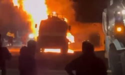 Katran yüklü tankerde yangın