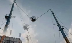 İspanya’da lunaparkta dev sapan olarak bilinen oyuncağın halatı koptu!