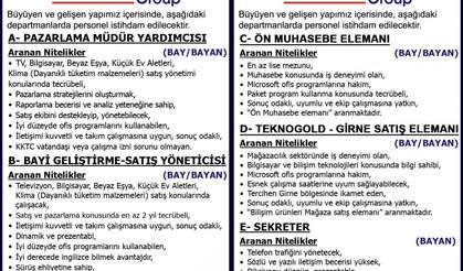 İş İlanları 17 Ekim Cumartesi