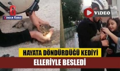 Kalbi duran kediyi hayata döndürmek için zamanla yarıştı