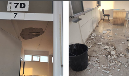 Canbulat Özgürlük Ortaokulu'nda sınıfın tavanı çöktü