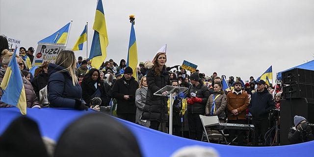 ABD'de Rusya-Ukrayna savaşının 1. yılı dolayısıyla gösteriler yapıldı
