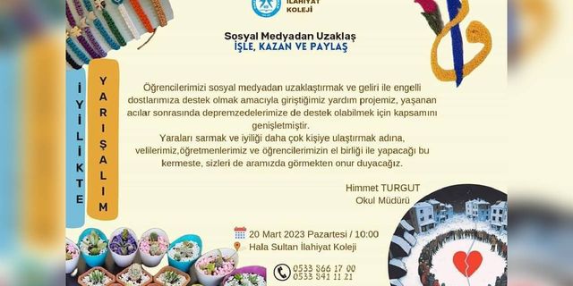 Hala Sultan İlahiyat Koleji’nden depremzedelere yardım kermesi