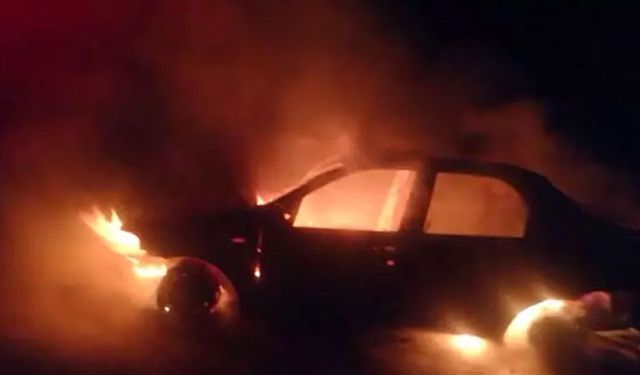 Girne'de sabaha karşı araç yangını