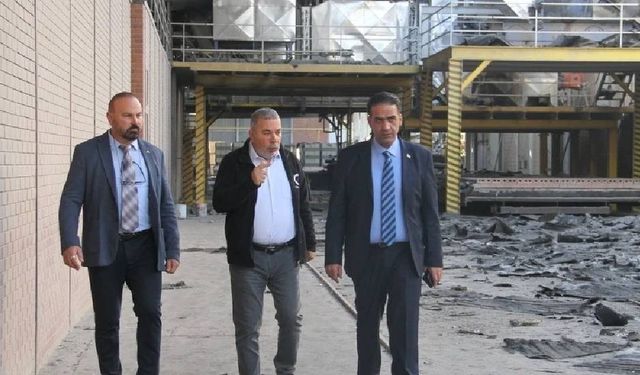 Gardiyanoğlu'ndan yanan Gürdağ Tuğla Fabrikasına ziyaret