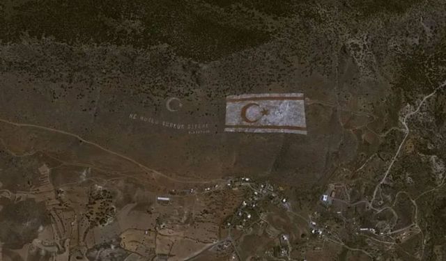 Göktürk-1 uydusu, Beşparmak Dağları'ndaki KKTC bayrağını fotoğrafladı