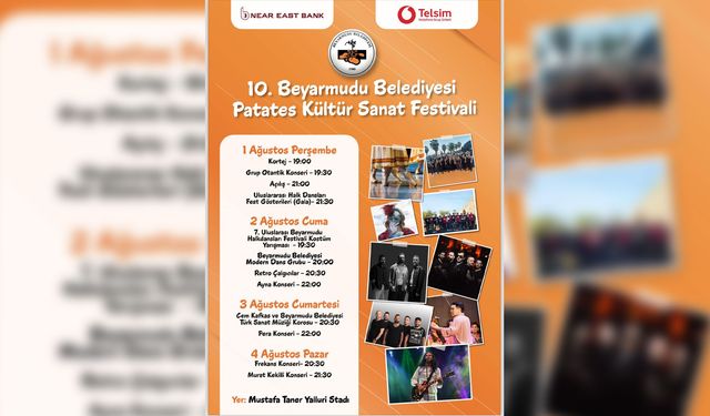 10. Beyarmudu Belediyesi Patates Kültür Sanat Festivali bu akşam başlıyor