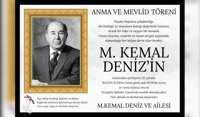 M. Kemal Deniz,  kabri başında anılacak