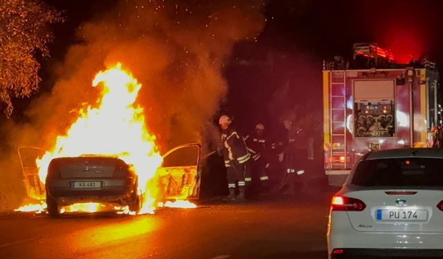 Ciklos’ta seyir halindeki araçta yangın: Küle döndü!