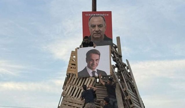 Yahuda figürü yerine Miçotakis fotoğrafları yakıldı