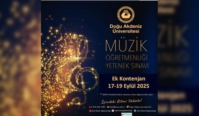 DAÜ Müzik Öğretmenliği, Lisans programı için ek kontenjan sınavı yapılacak!
