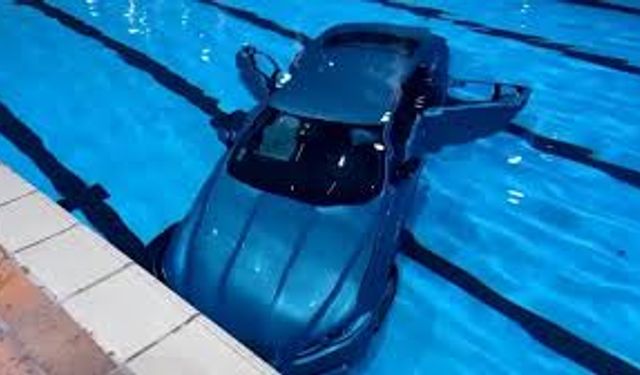 Fren yerine gaza basınca kendini havuzda buldu!