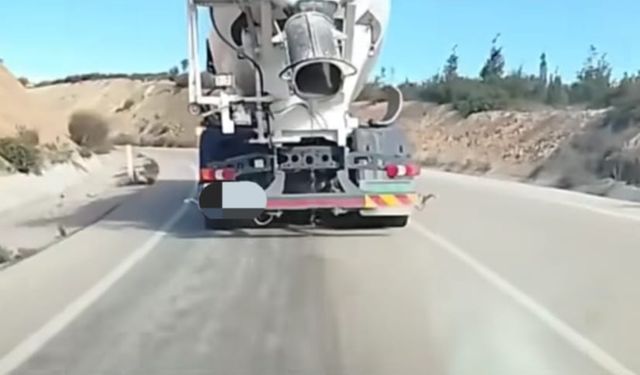 Seyir halinde yola beton dökerek ilerleyen sürücüye ceza!