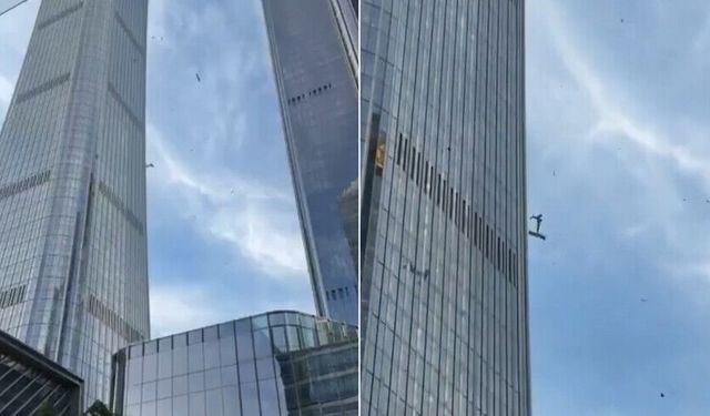 Pekin'in en yüksek gökdelenine küçük uçak çarptı