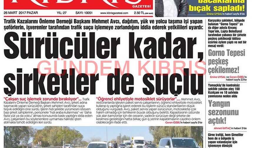 KKTC Gazete Manşetleri 26 Mart 2017