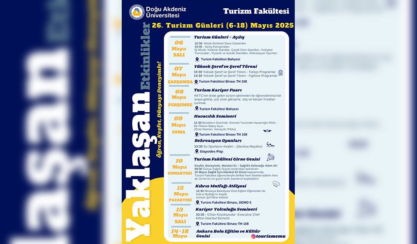 DAÜ 26'ıncı Geleneksel Turizm Günleri başlıyor