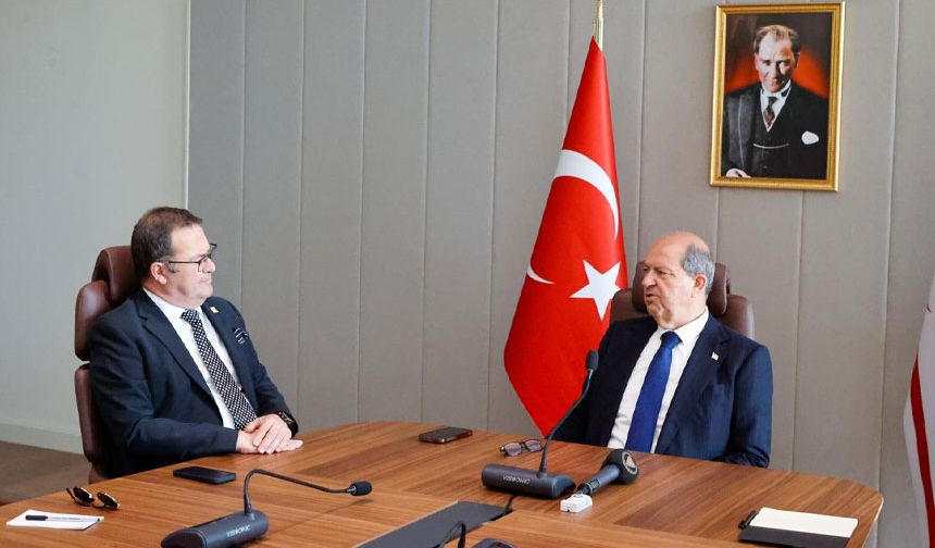 Cumhurbaşkanı Tatar, Kıbrıs Türk Ticaret Odası Başkanı Deniz ve heyetini kabul etti