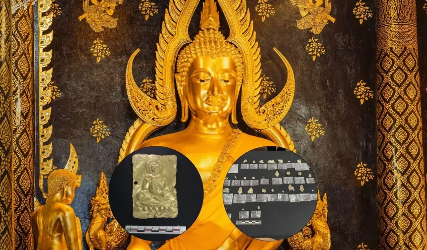 1300 yıllık Buda heykelinin altında hazine bulundu