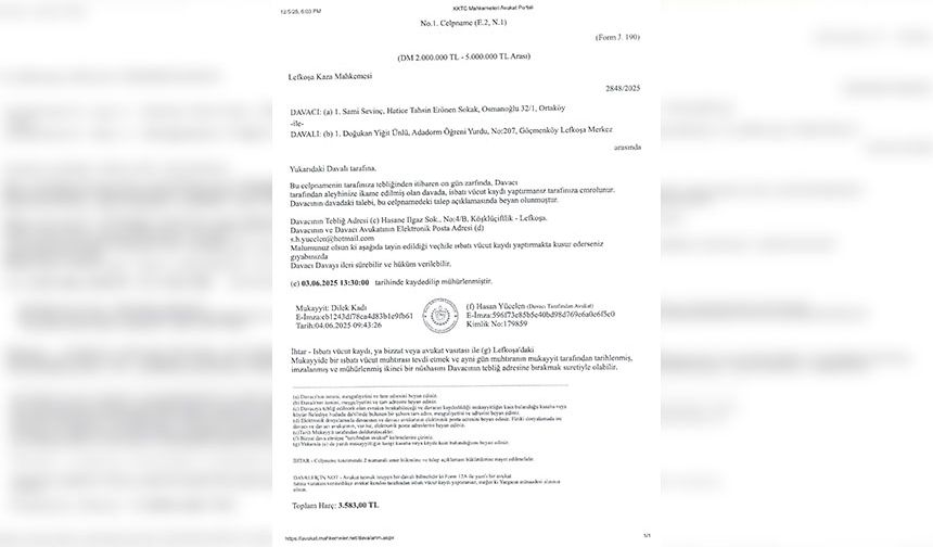 Lefkoşa Kaza Mahkemesi - 2848/2025