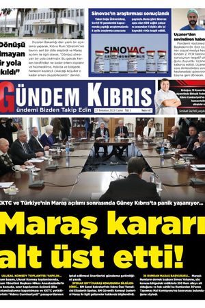 Gündem Kıbrıs Gazetesi - Kıbrıs Haber - 23.07.2021 Manşeti
