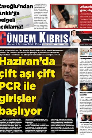Gündem Kıbrıs Gazetesi - Kıbrıs Haber - 21.05.2021 Manşeti