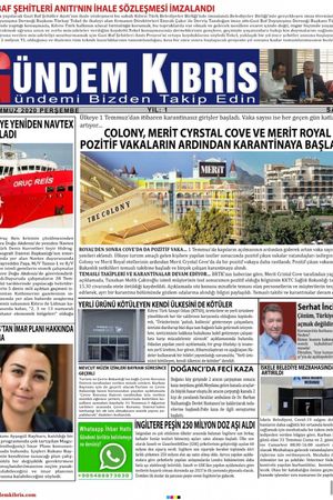 Gündem Kıbrıs Gazetesi - Kıbrıs Haber - 30.07.2020 Manşeti