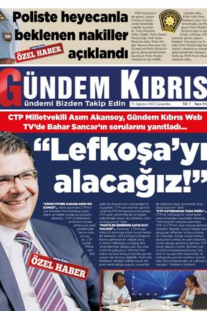 Gündem Kıbrıs Gazetesi - Kıbrıs Haber - 31.08.2022 Manşeti