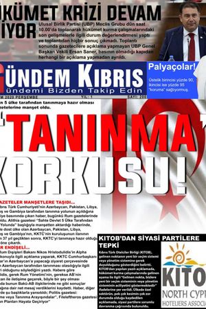 Gündem Kıbrıs Gazetesi - Kıbrıs Haber - 19.11.2020 Manşeti