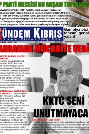 Gündem Kıbrıs Gazetesi - Kıbrıs Haber - 23.11.2020 Manşeti