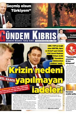 Gündem Kıbrıs Gazetesi - Kıbrıs Haber - 31.07.2021 Manşeti