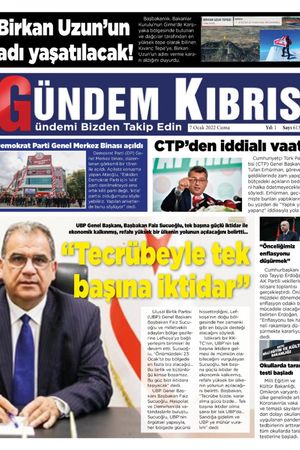 Gündem Kıbrıs Gazetesi - Kıbrıs Haber - 07.01.2022 Manşeti