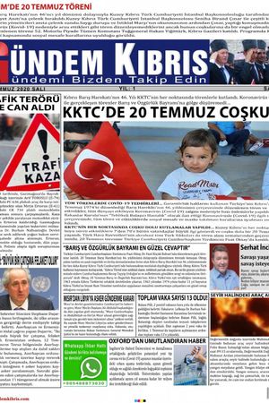 Gündem Kıbrıs Gazetesi - Kıbrıs Haber - 21.07.2020 Manşeti