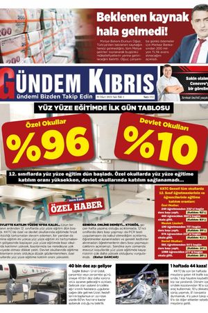 Gündem Kıbrıs Gazetesi - Kıbrıs Haber - 30.03.2021 Manşeti