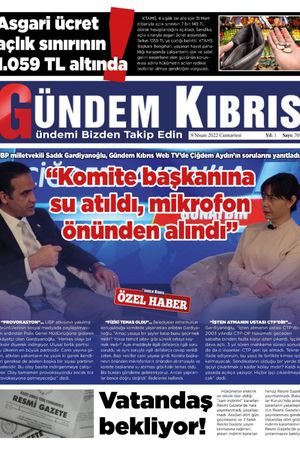 Gündem Kıbrıs Gazetesi - Kıbrıs Haber - 09.04.2022 Manşeti
