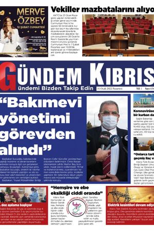 Gündem Kıbrıs Gazetesi - Kıbrıs Haber - 31.01.2022 Manşeti