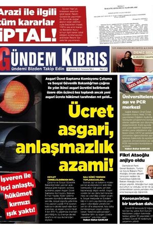 Gündem Kıbrıs Gazetesi - Kıbrıs Haber - 19.08.2021 Manşeti