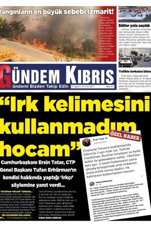 Gündem Kıbrıs Gazetesi - Kıbrıs Haber - 10.08.2021 Manşeti