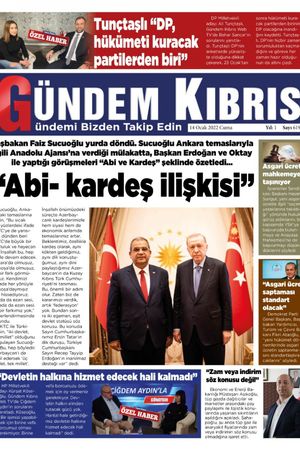 Gündem Kıbrıs Gazetesi - Kıbrıs Haber - 14.01.2022 Manşeti