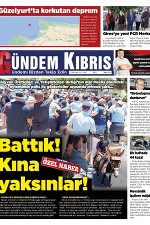 Gündem Kıbrıs Gazetesi - Kıbrıs Haber - 01.06.2021 Manşeti