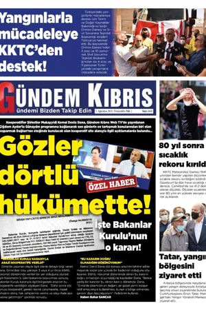 Gündem Kıbrıs Gazetesi - Kıbrıs Haber - 05.08.2021 Manşeti