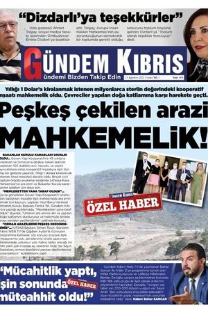 Gündem Kıbrıs Gazetesi - Kıbrıs Haber - 13.08.2021 Manşeti