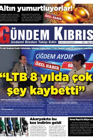 Gündem Kıbrıs Gazetesi - Kıbrıs Haber - 16.03.2022 Manşeti