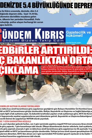Gündem Kıbrıs Gazetesi - Kıbrıs Haber - 06.12.2020 Manşeti
