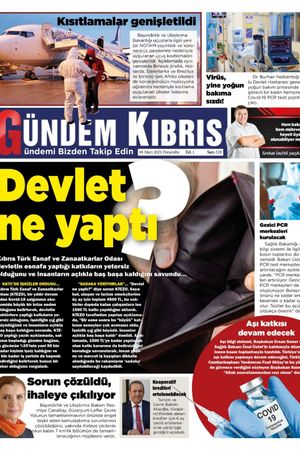 Gündem Kıbrıs Gazetesi - Kıbrıs Haber - 18.03.2021 Manşeti