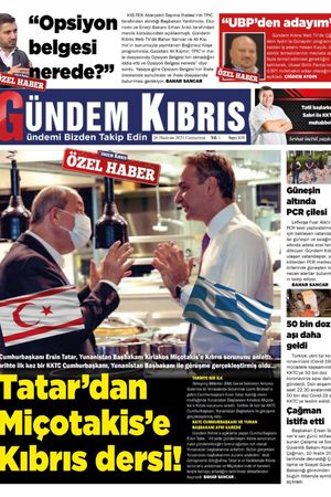Gündem Kıbrıs Gazetesi - Kıbrıs Haber - 26.06.2021 Manşeti