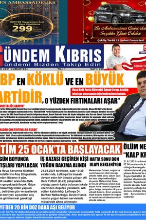 Gündem Kıbrıs Gazetesi - Kıbrıs Haber - 23.01.2021 Manşeti
