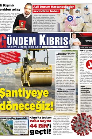 Gündem Kıbrıs Gazetesi - Kıbrıs Haber - 19.03.2021 Manşeti